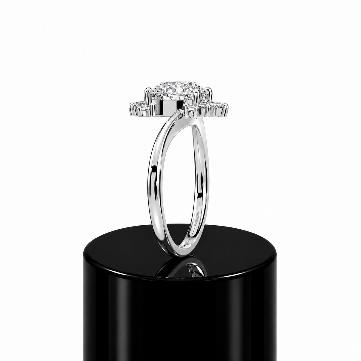 Round Crowned Diamond Engagement Ring