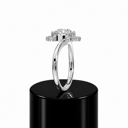Round Crowned Diamond Engagement Ring
