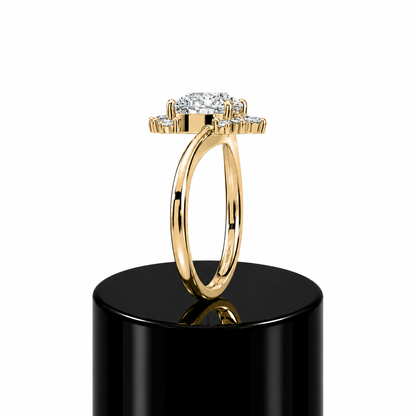 Round Crowned Diamond Engagement Ring
