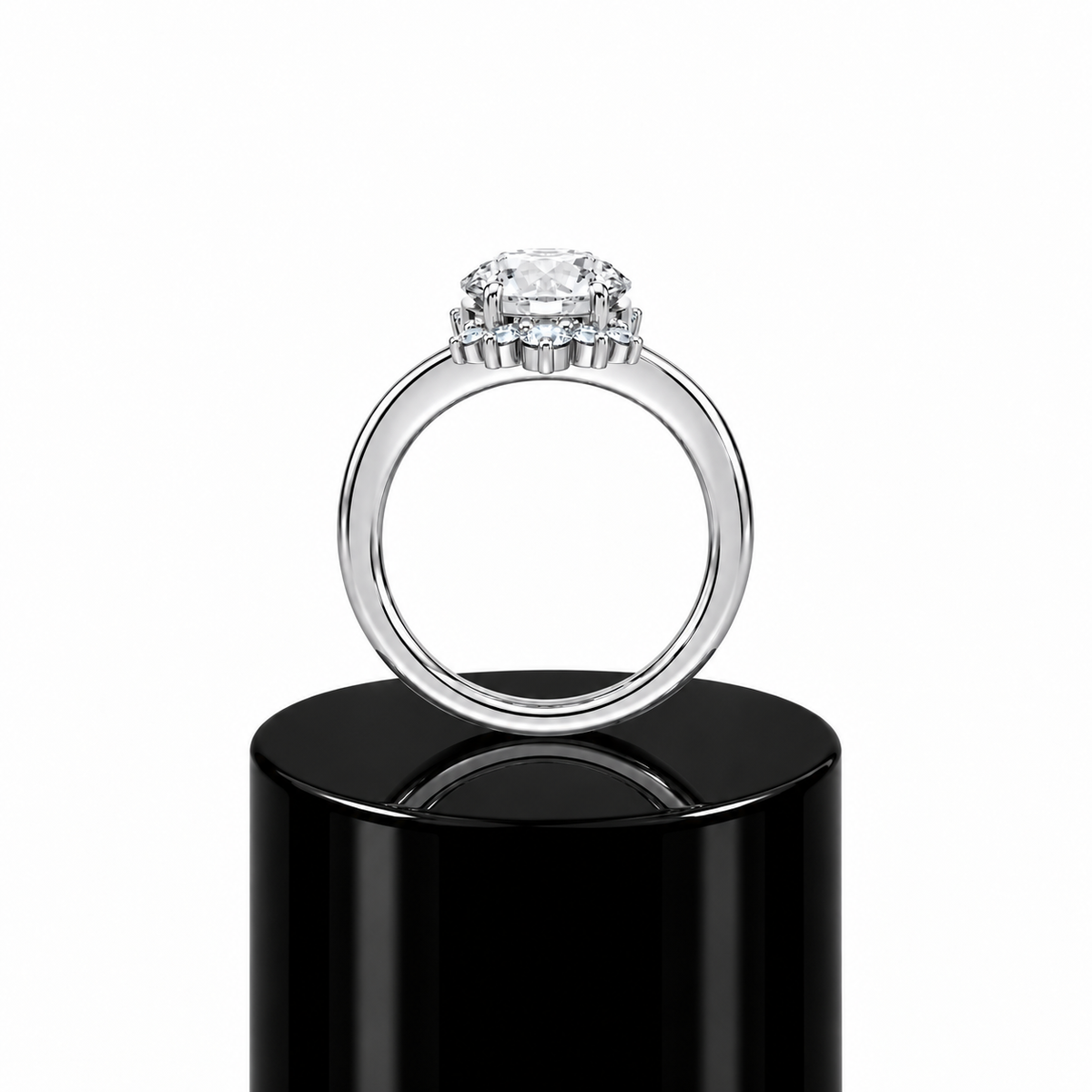 Round Crowned Diamond Engagement Ring