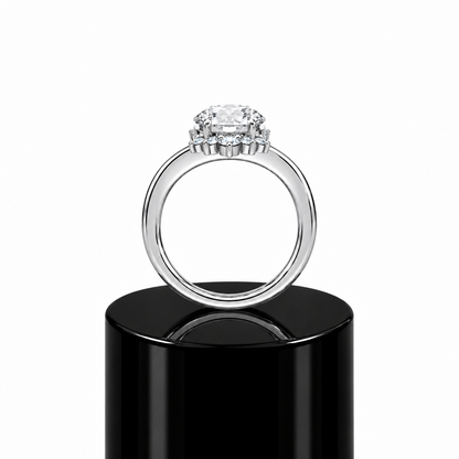 Round Crowned Diamond Engagement Ring