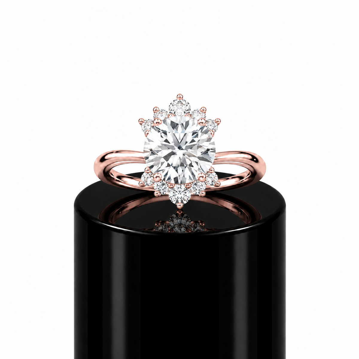 Round Crowned Diamond Engagement Ring