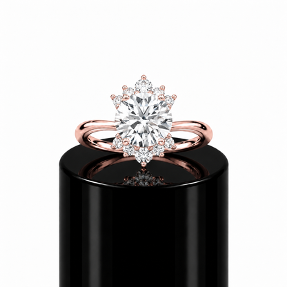 Round Crowned Diamond Engagement Ring