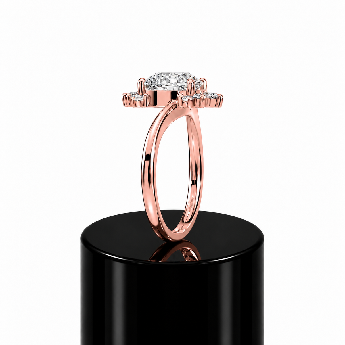 Round Crowned Diamond Engagement Ring