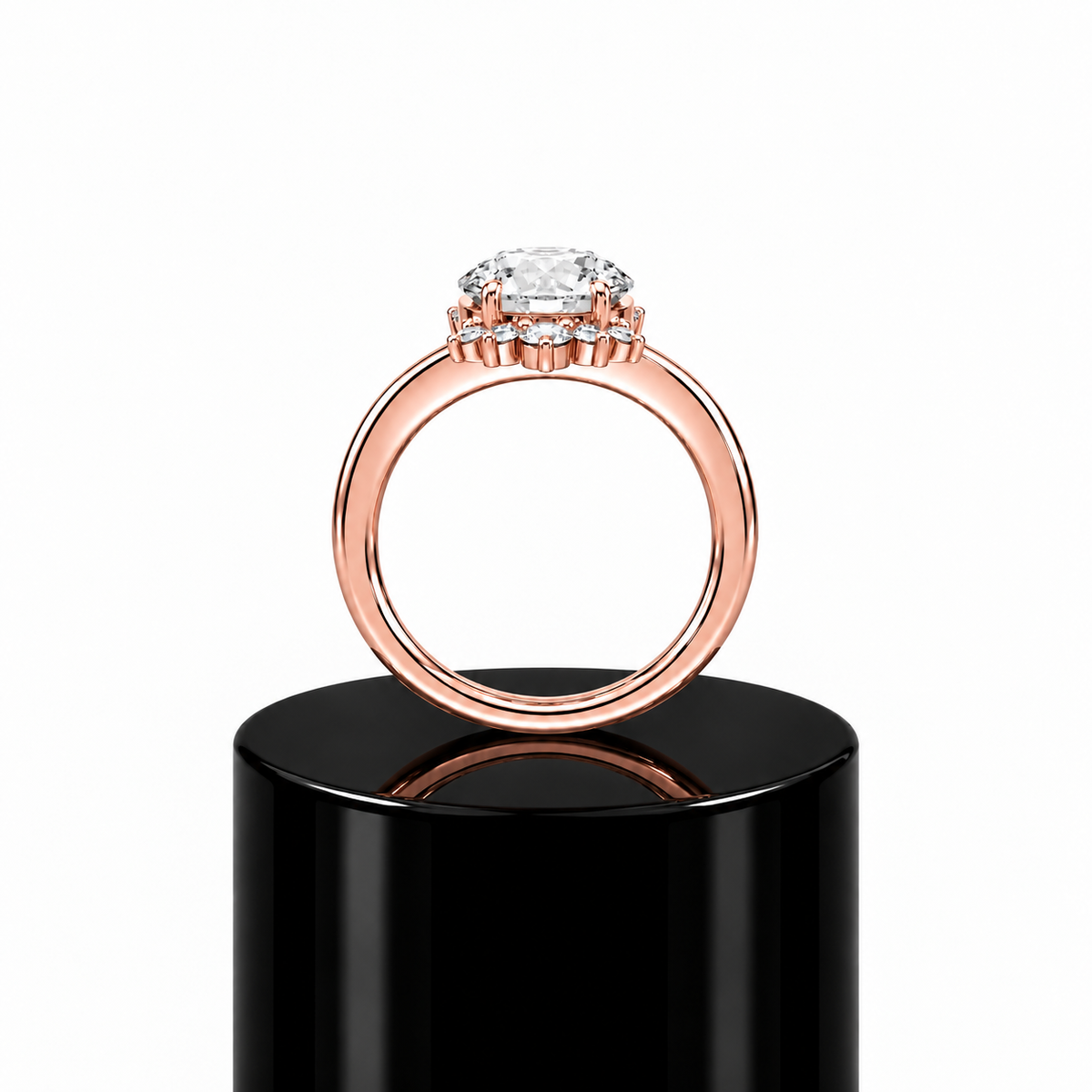 Round Crowned Diamond Engagement Ring