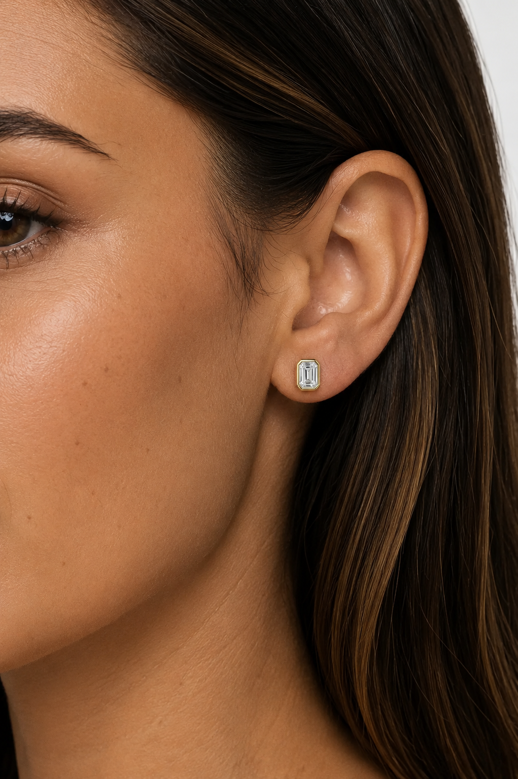 Emerald Bezel Studs