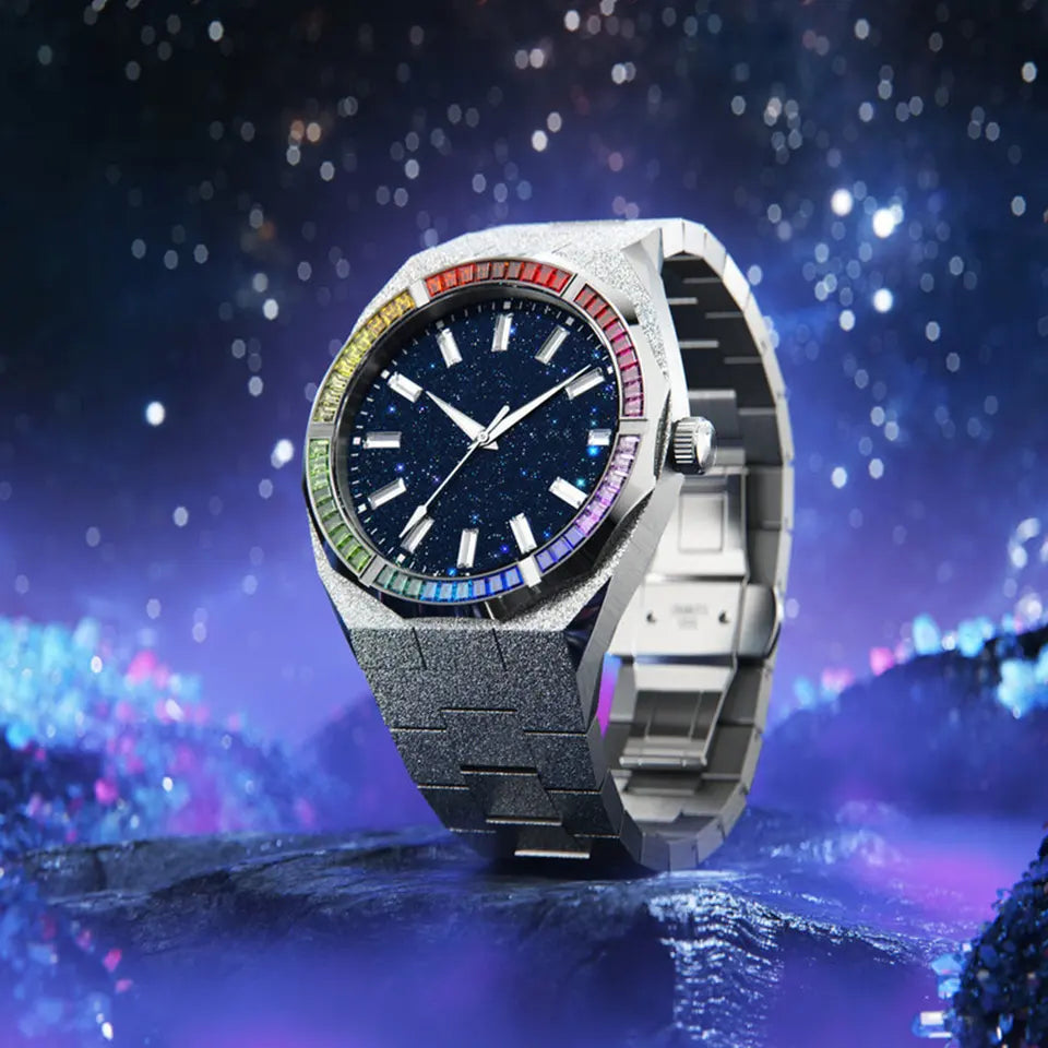 Light 30m Depth Waterproof Rainbow Bezel Quartz Watch