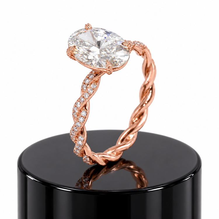 Oval Diamond Twisted Ring