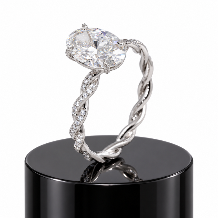 Oval Diamond Twisted Ring