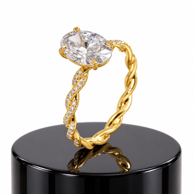 Oval Diamond Twisted Ring
