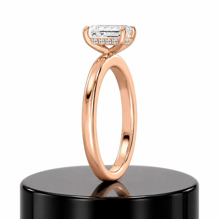 Emerald Hidden Halo Ring
