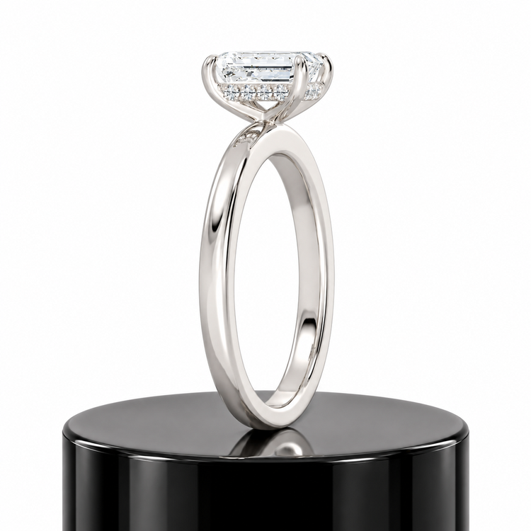 Emerald Hidden Halo Ring