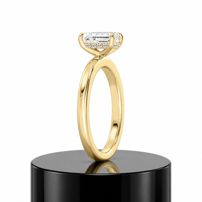 Emerald Hidden Halo Ring