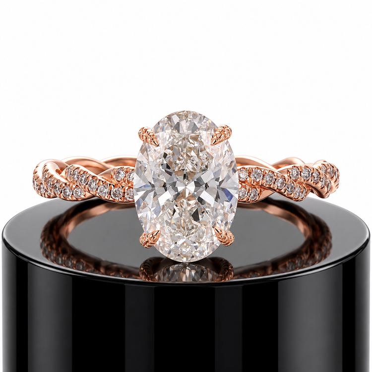 Oval Diamond Twisted Ring
