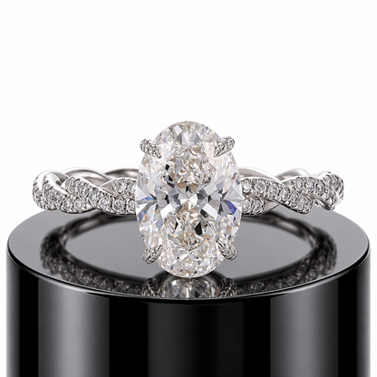 Oval Diamond Twisted Ring