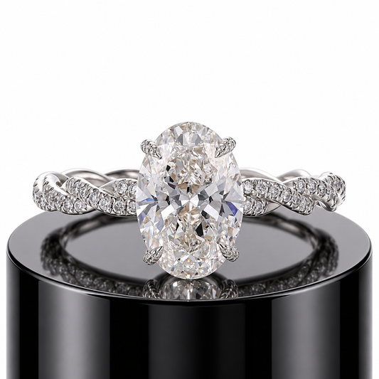 Oval Diamond Twisted Ring