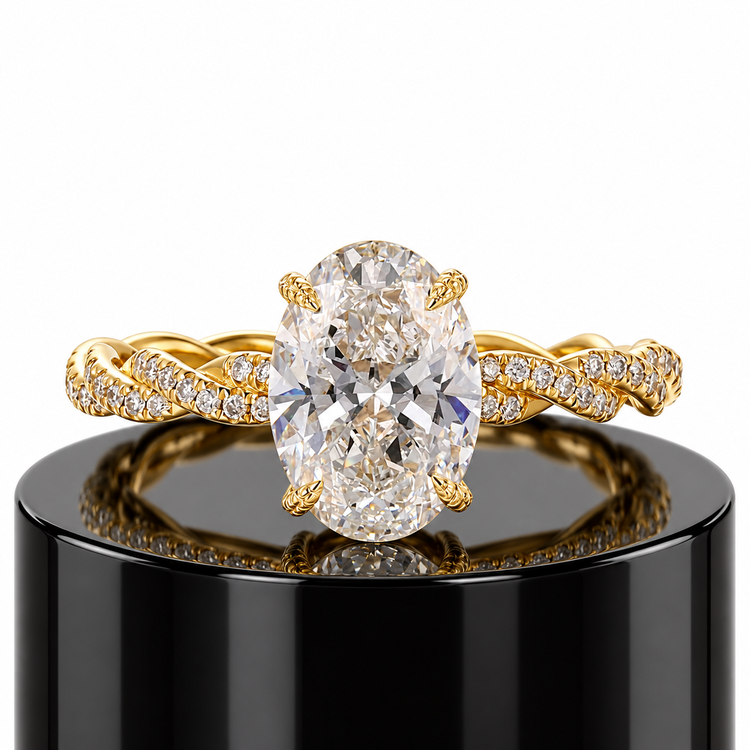 Oval Diamond Twisted Ring