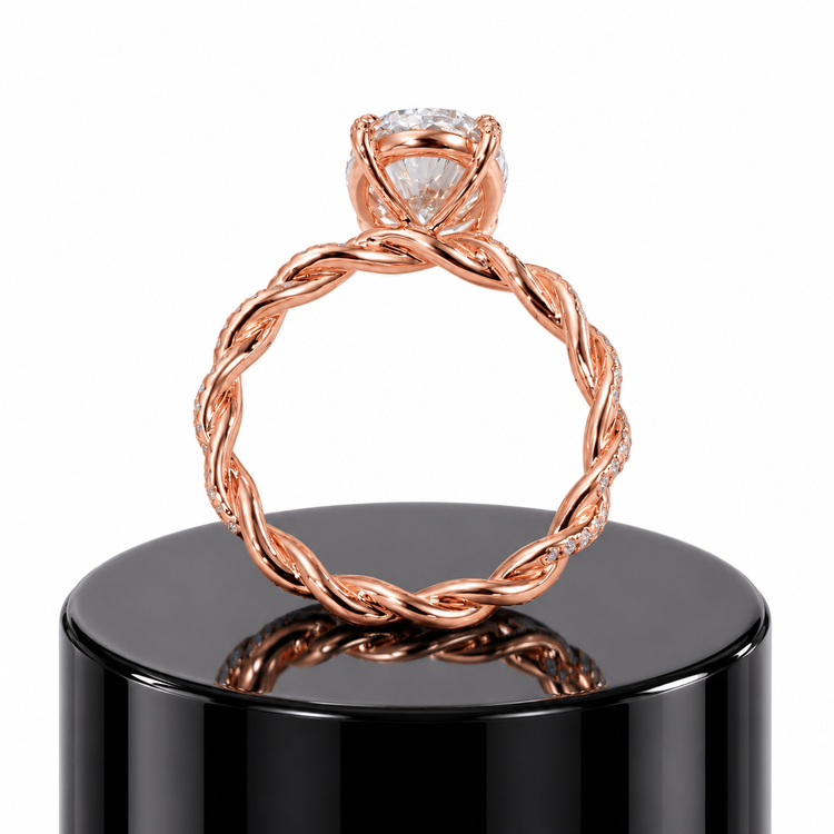 Oval Diamond Twisted Ring