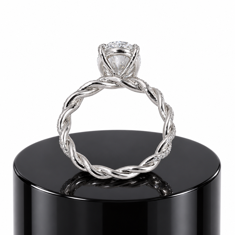 Oval Diamond Twisted Ring